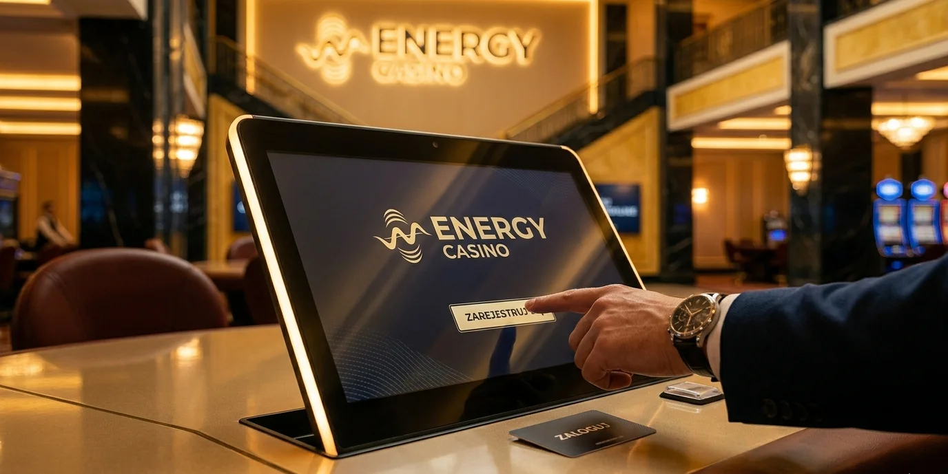 Ekran rejestracji Energy Casino — widok kiosku